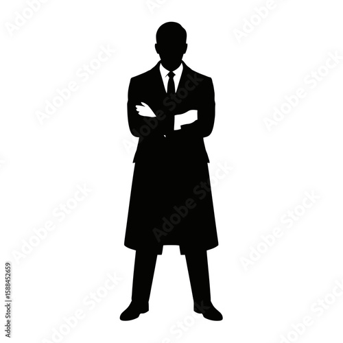 Doctor standing with crossed arms silhouette medical
