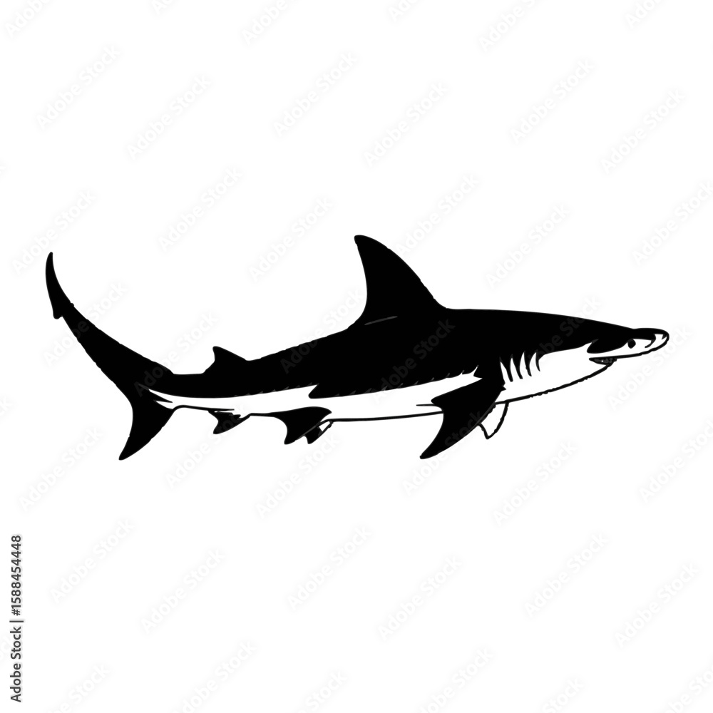Fototapeta premium Hammerhead Shark Outline marine life ocean