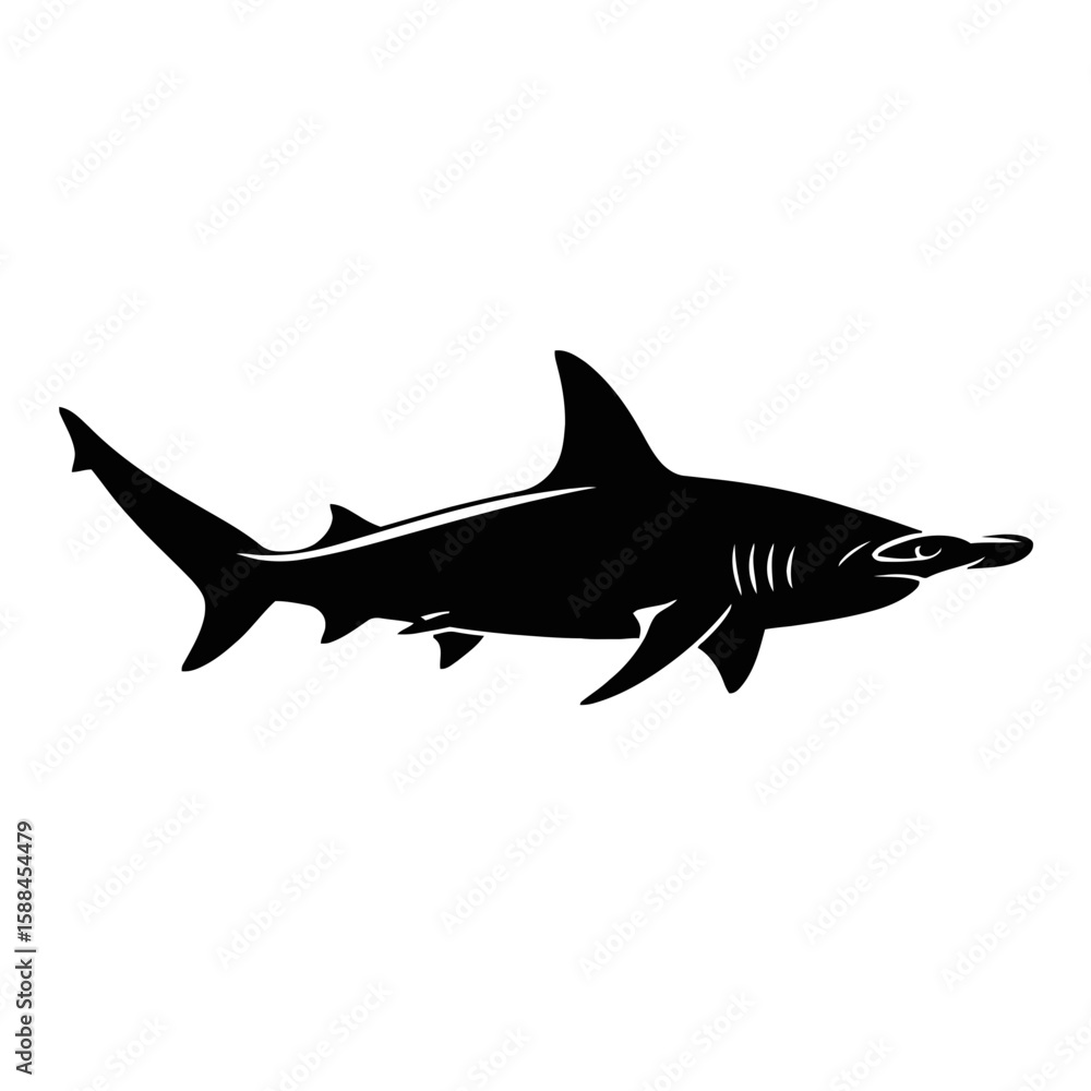 Naklejka premium Hammerhead Shark Silhouette marine life ocean