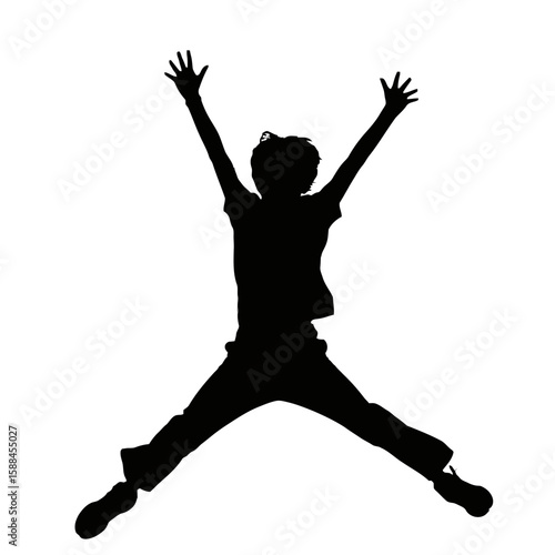 Joyful Person Jumping High silhouette celebration