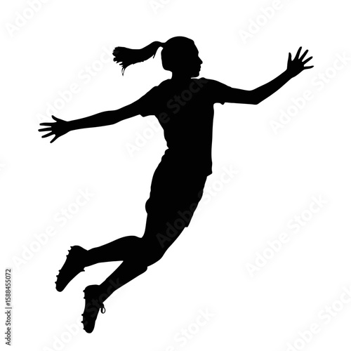 Joyful Woman Leaping silhouette jumping
