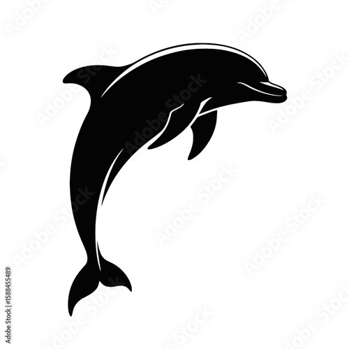 Leaping Dolphin Silhouette jumping marine mammal