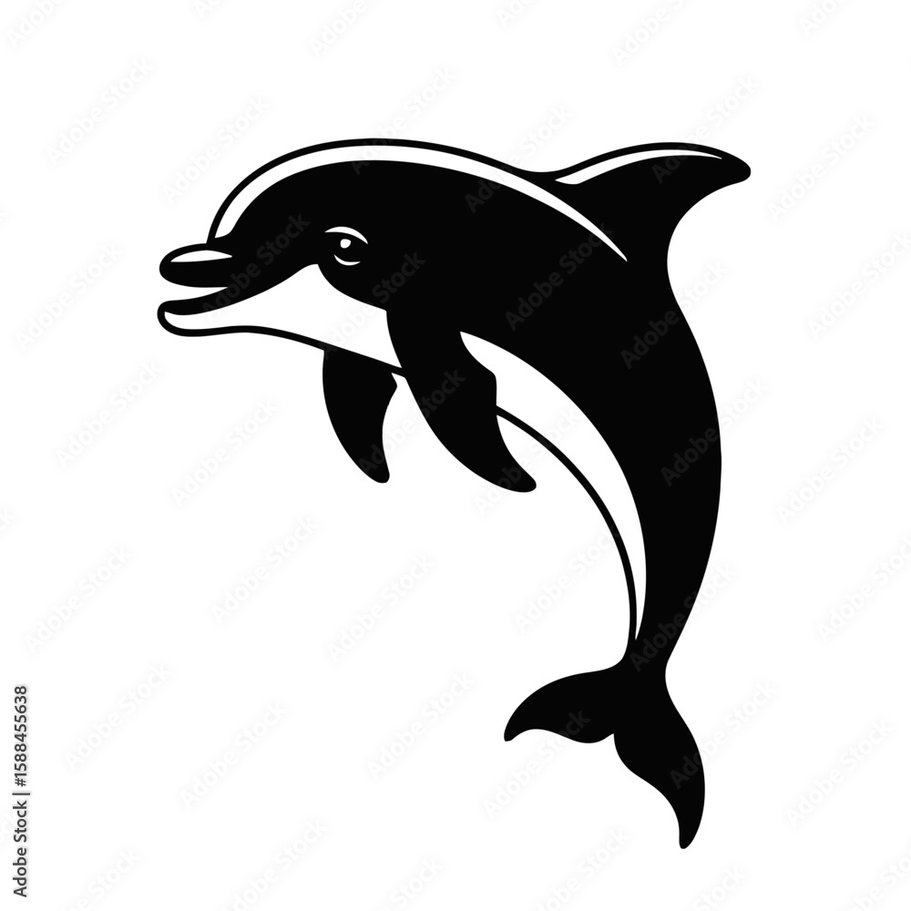 Naklejka premium Leaping Dolphin Silhouette marine life ocean