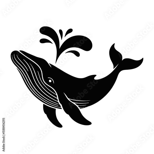 Majestic whale spouting water ocean
