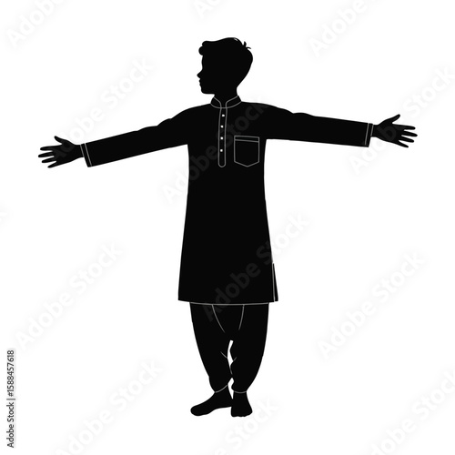 Man in Traditional South Asian Attire silhouette traditional clothing