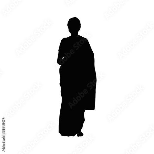 Monk in flowing robes silhouette religious