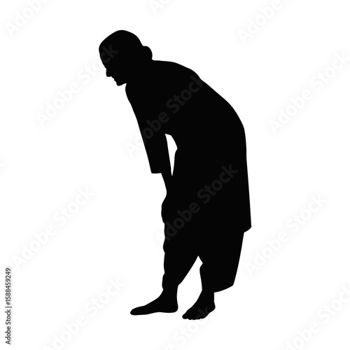 Person bending over with hands on knees silhouette