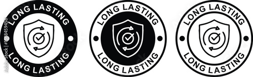 Long Lasting Icon Label – Durable Product Vector Badge for Packaging