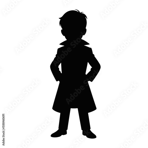 Scientist standing with hands on hips person silhouette