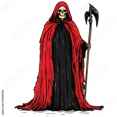 Grim Reaper Silhouette Vector Halloween, Dark Arts, Horror Design, and Fantasy
