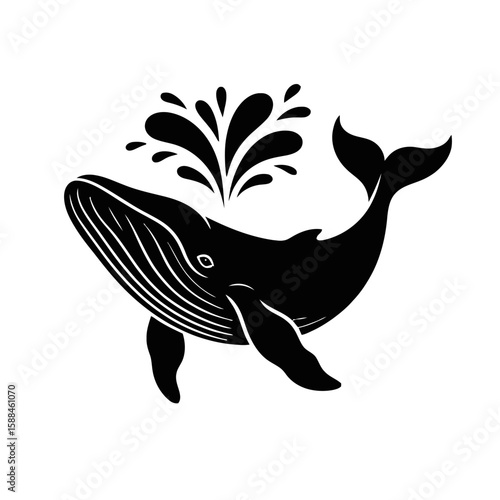 Spouting Whale Silhouette water ocean