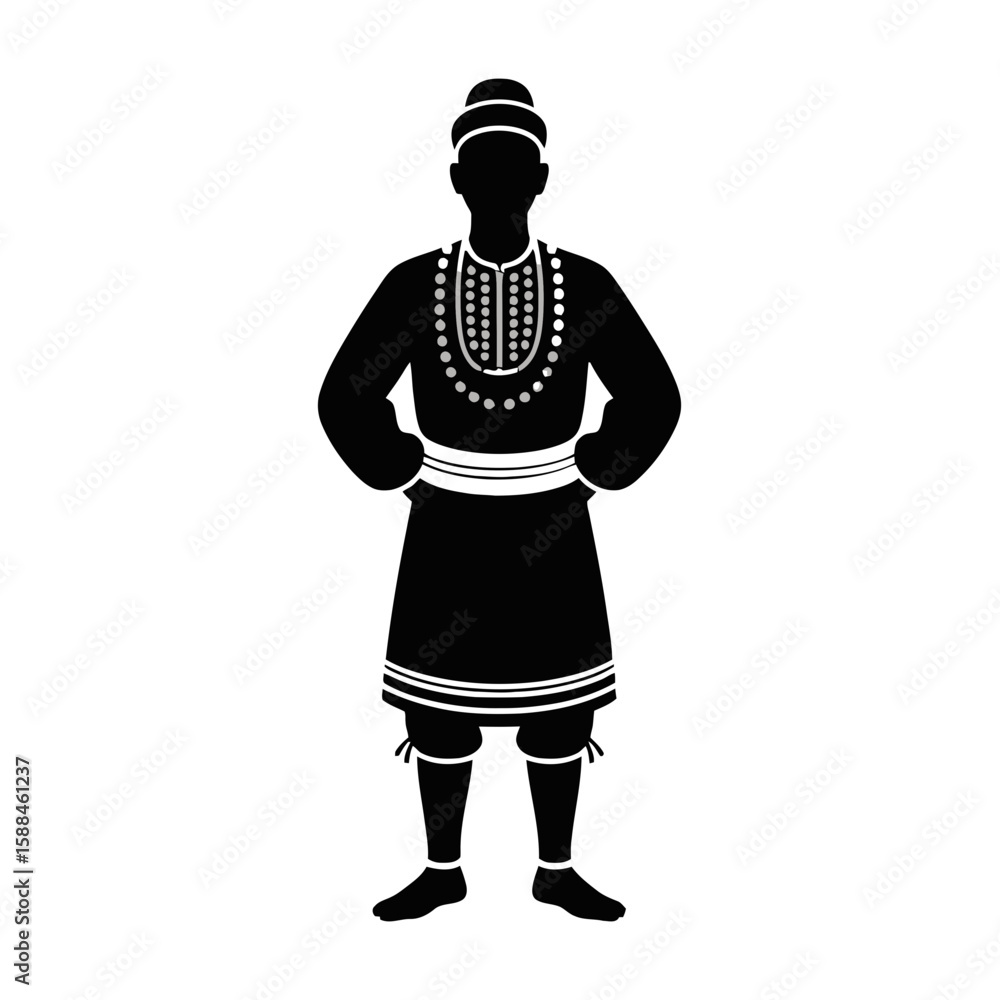 Traditional Garb With Beaded Necklace silhouette person Traditional Garb With Beaded Necklace silhouette person