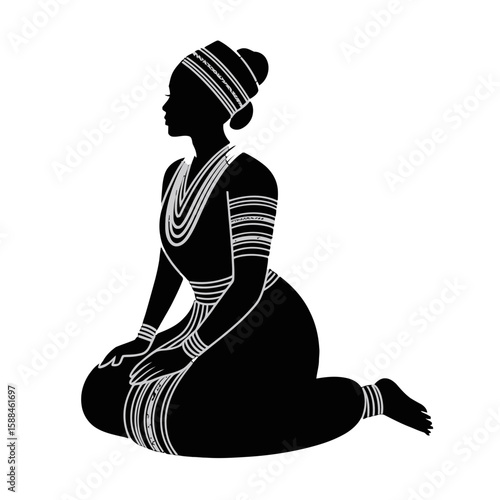 Woman adorned with traditional jewelry silhouette adornment