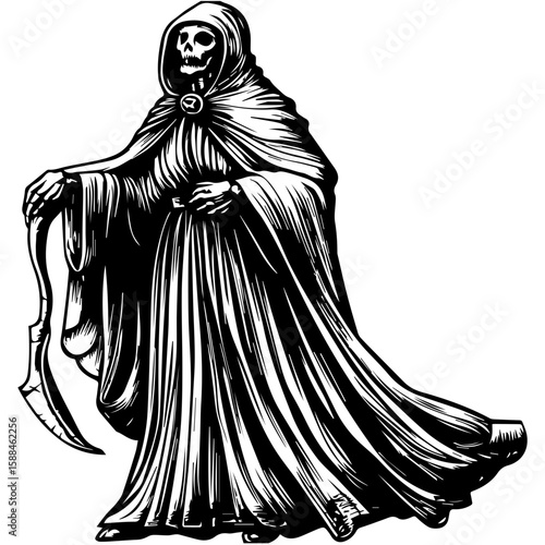 Grim Reaper Silhouette Vector Halloween, Dark Arts, Horror Design, and Fantasy