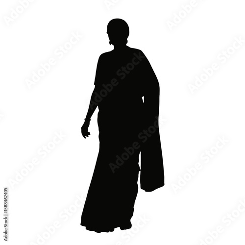 Woman in traditional Indian attire silhouette traditional clothing
