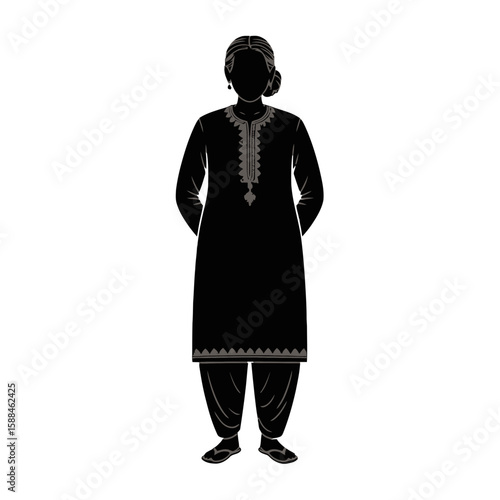 Woman in Traditional Punjabi Suit clothing