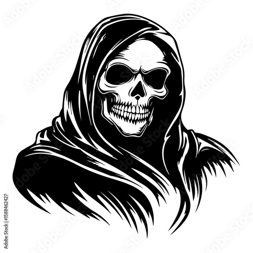 Grim Reaper Silhouette Vector Halloween, Dark Arts, Horror Design, and Fantasy