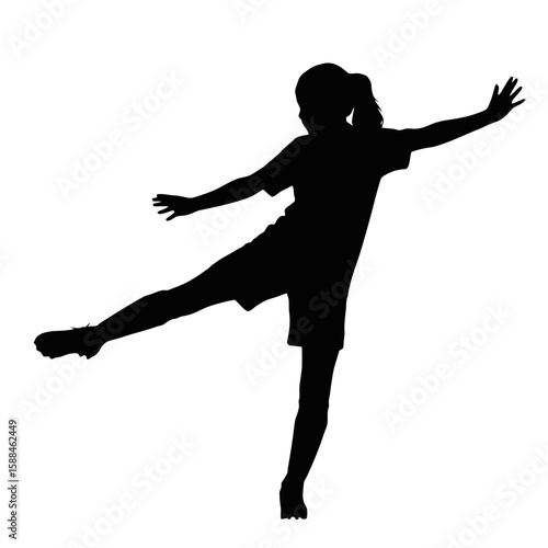 Woman kicking a soccer ball football female