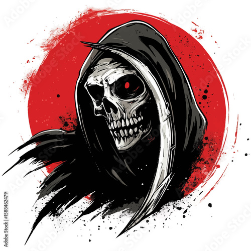 Grim Reaper Silhouette Vector Halloween, Dark Arts, Horror Design, and Fantasy