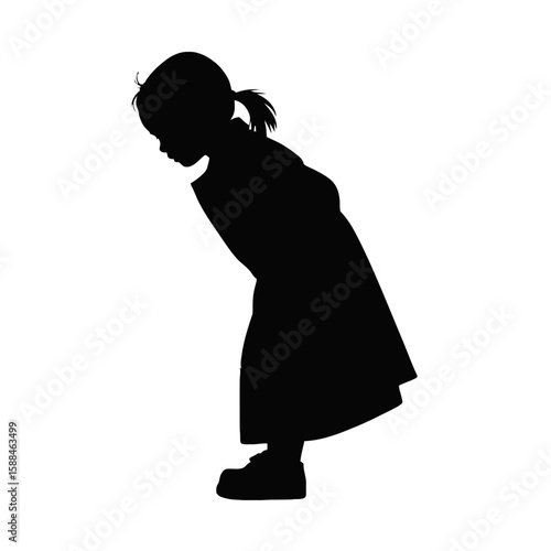 Young girl looking down child silhouette