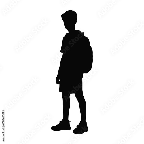 Young Person With Backpack silhouette male