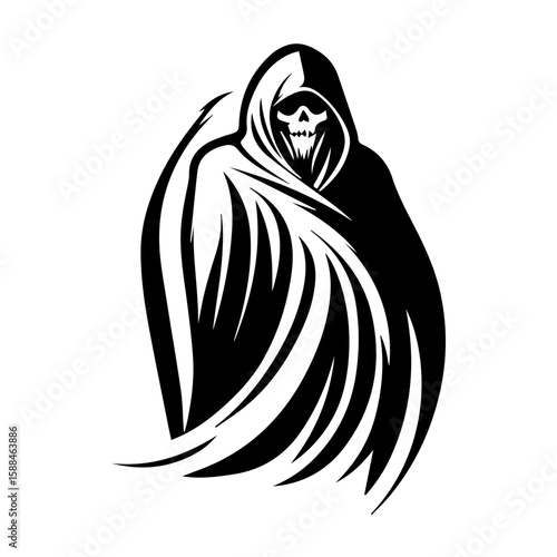Grim Reaper Silhouette Vector Halloween, Dark Arts, Horror Design, and Fantasy