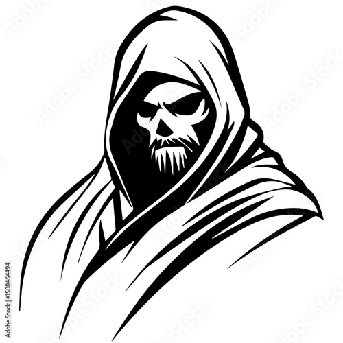 Grim Reaper Silhouette Vector Halloween, Dark Arts, Horror Design, and Fantasy