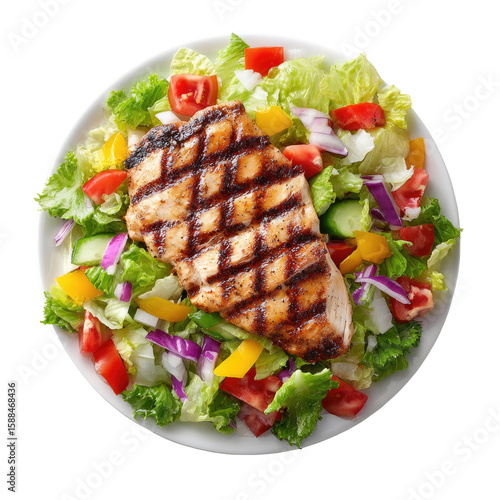 Grilled Chicken Breast Salad With Fresh Vegetables Plate