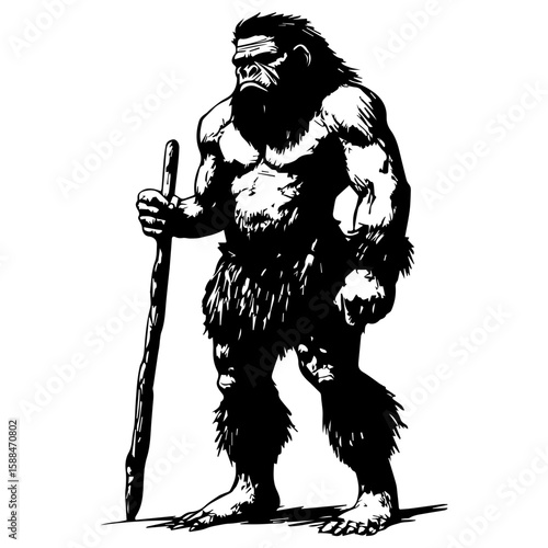 Cartoon illustration of a caveman vector