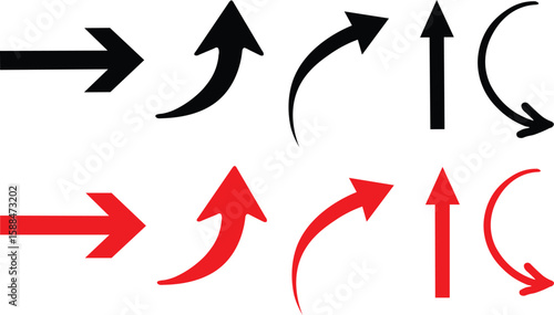 Black and red arrow isolated icon vector, illustration of black and red arrows sign on white background. icon design