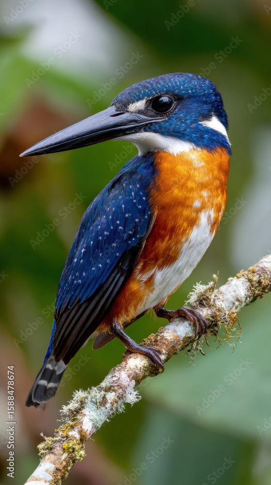 Obraz premium Guadalcanal Province Day Vibrant kingfisher perched on branch in natural habitat