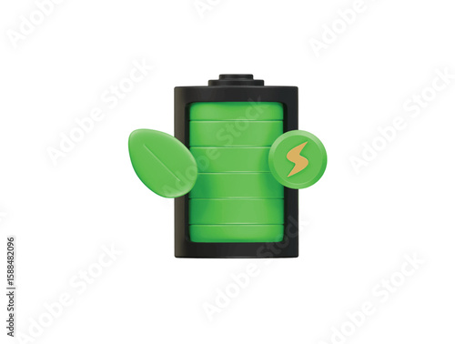 eco battery icon 3d illustration render