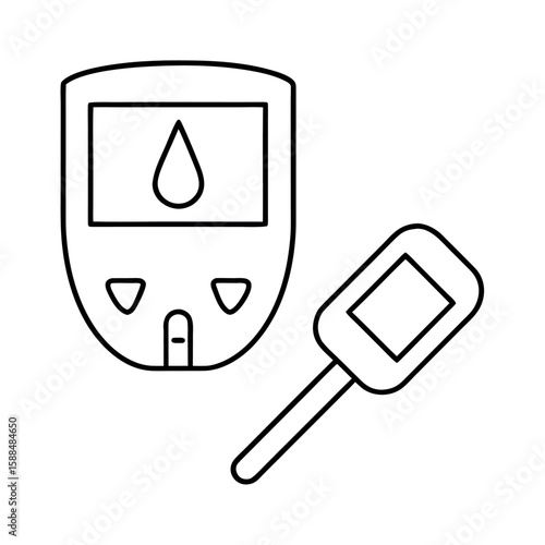 Medical Blood Glucose Meter Illustration with Blood Drop