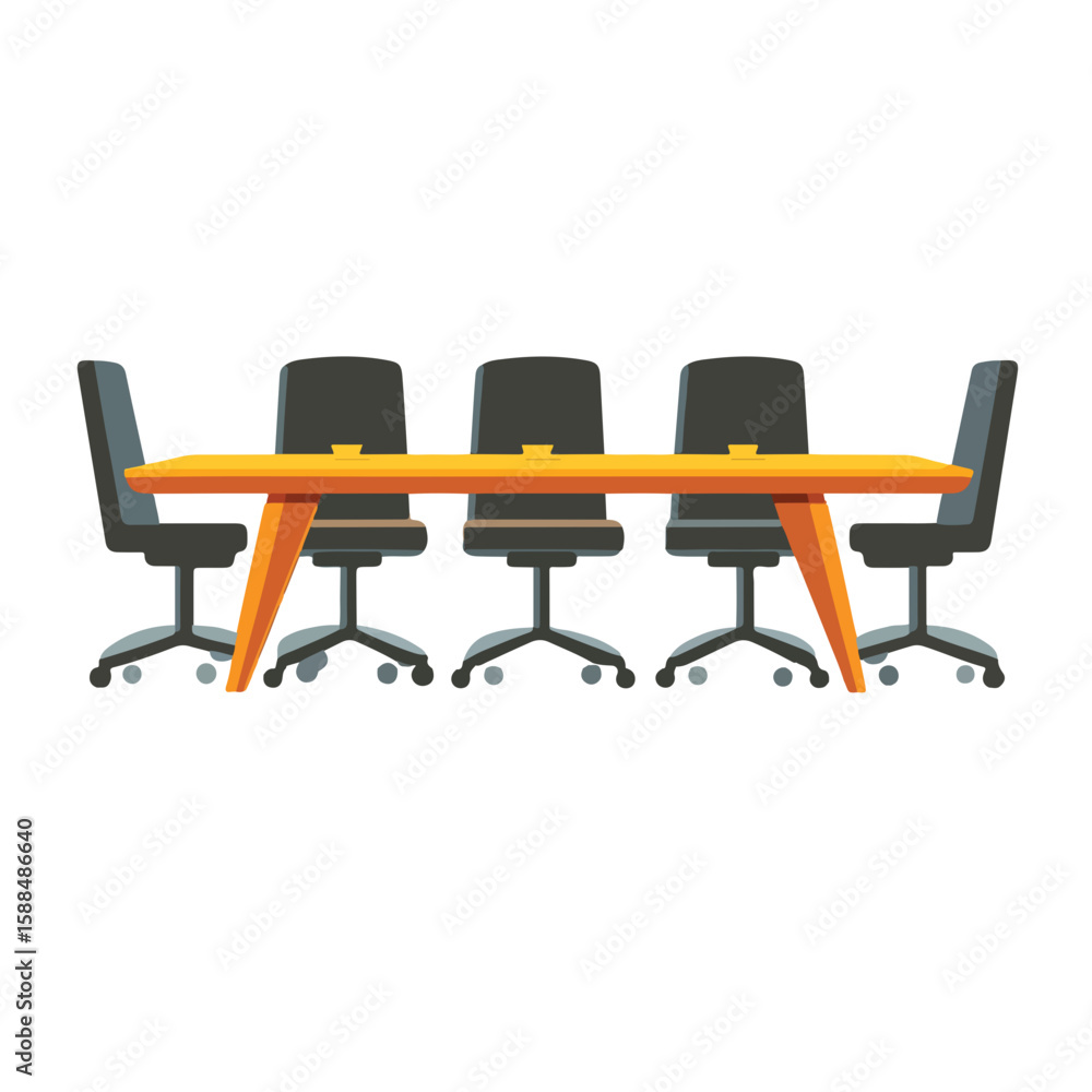 Fototapeta premium Conference table with chairs silhouette vector illustration