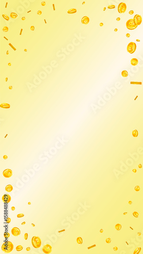 Thai baht coins falling. Gold scattered THB