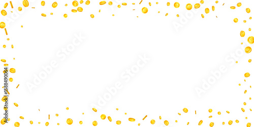European Union Euro coins falling. Scattered gold