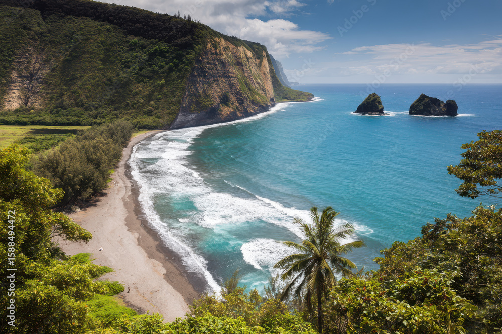 Fototapeta premium capture enchanting essence of hawaiis natural wonders where lush landscapes meet azure skies