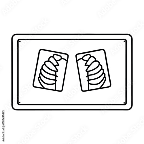 Rectangular X ray Film with Bone Lines Vector Illustration