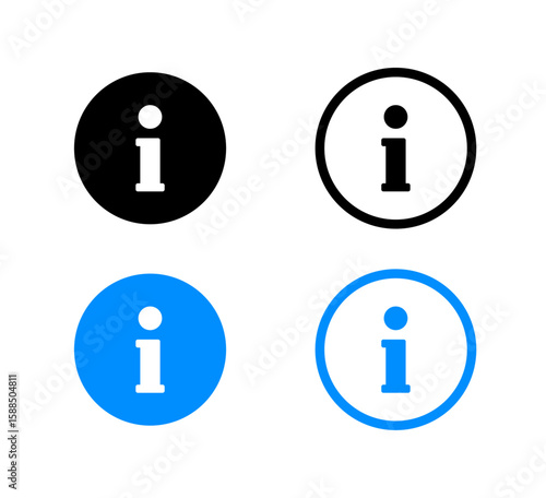 Information icon collection in four circular styles, vector illustration.