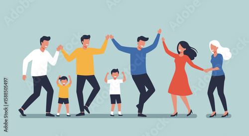 Happy Family Dancing Together.