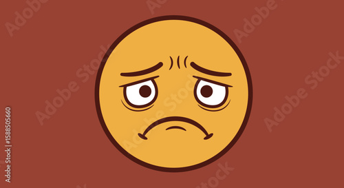 Sad Emoji with Depressed Expression and Features.