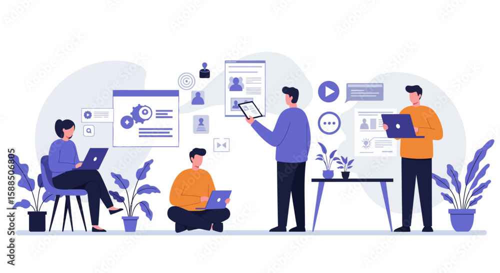 Obraz premium Team of Professionals Working on Digital Projects.