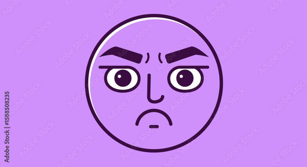 Fototapeta premium Angry Face Cartoon Illustration on Purple.