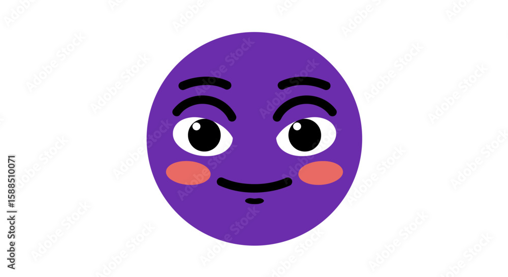 Fototapeta premium Purple Cartoon Face with Expression.