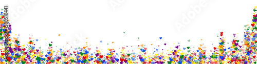 Rainbow colored scattered hearts. LGBT valentine