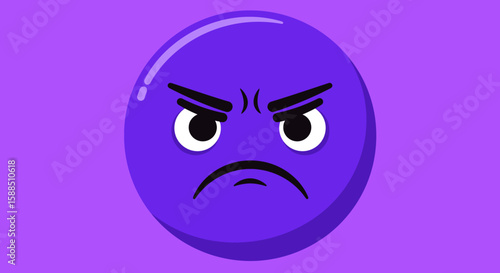 Angry Purple Emoji Face Expression.