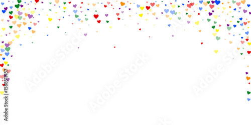 Rainbow colored scattered hearts. LGBT valentine