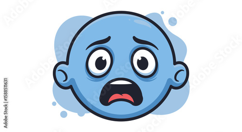 Cartoon Character Expressing Shock and Fear.