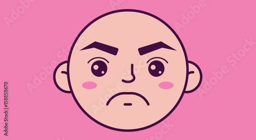 Angry Cartoon Face on Pink.