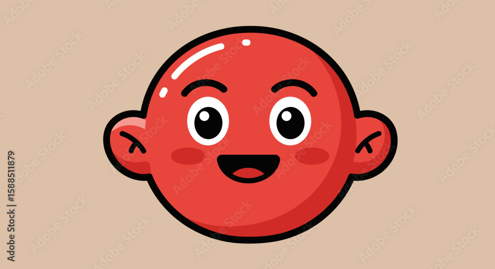 Fototapeta premium Happy Cartoon Character Face Illustration.